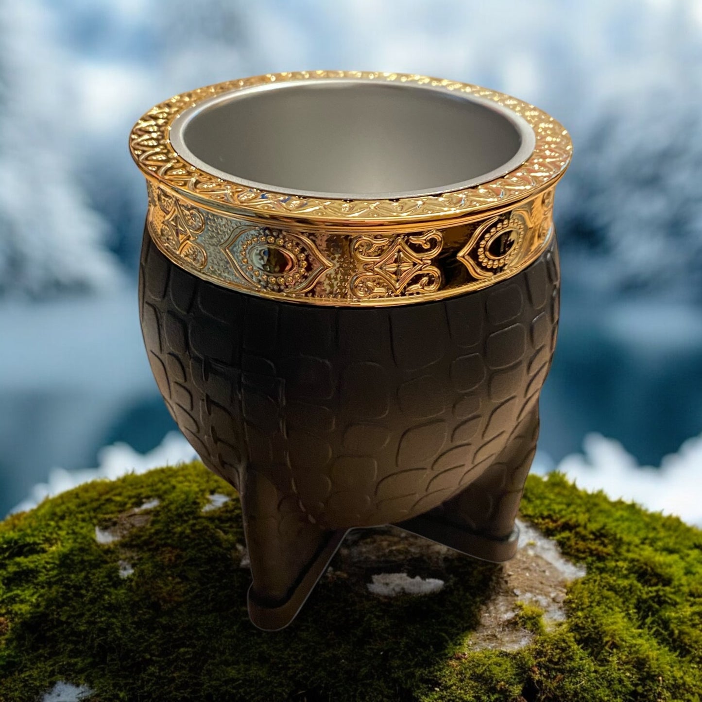 Luxury Black Steel Cup (Gold Plated)
