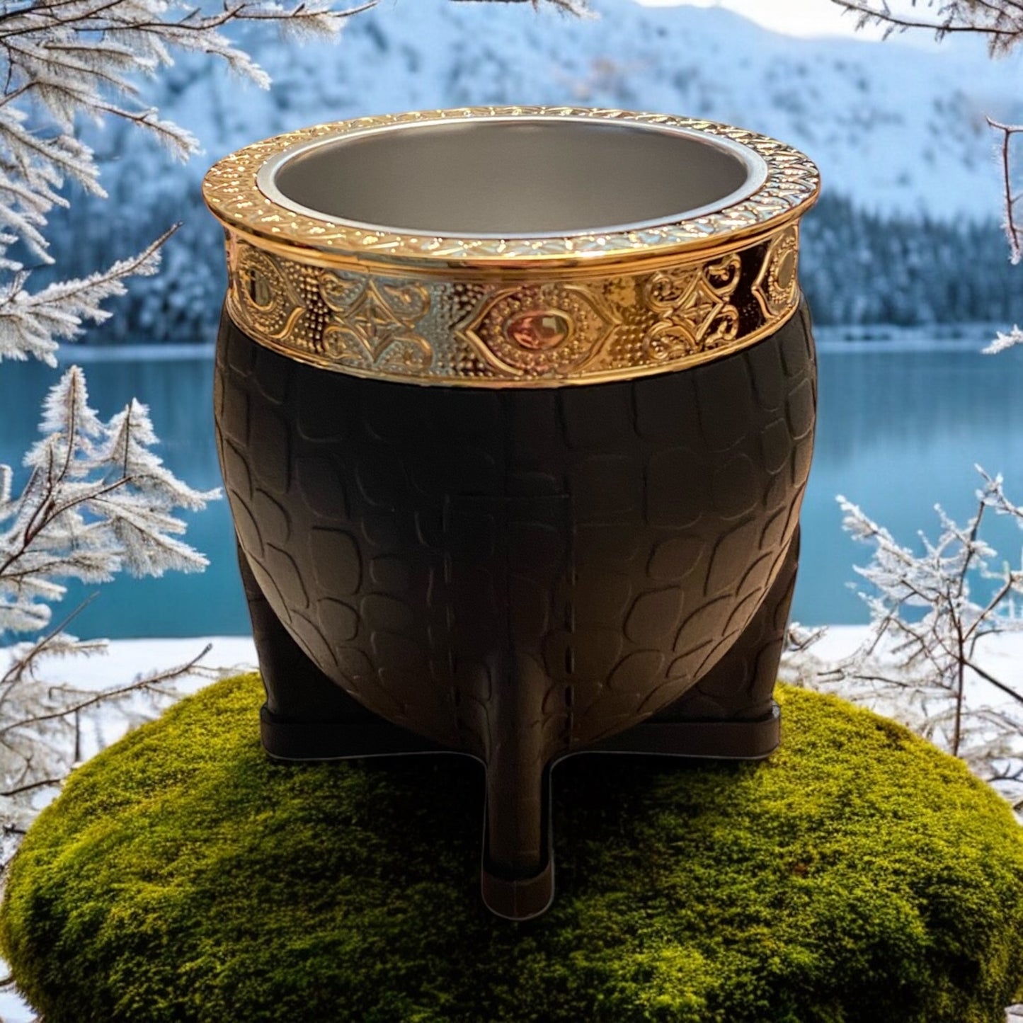 Luxury Black Steel Cup (Gold Plated)