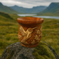 Brown Wooden Gourd with Bird Design